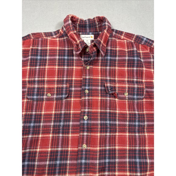 Carhartt Other - Carhartt Vintage Flannel Shirt Mens  XL Tall PLAID Cotton Button Up FLAP Pockets
